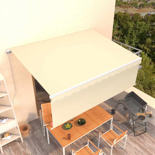 3069297 vidaXL Manual Retractable Awning with Blind 4x3m Cream (313191+46834+313277)