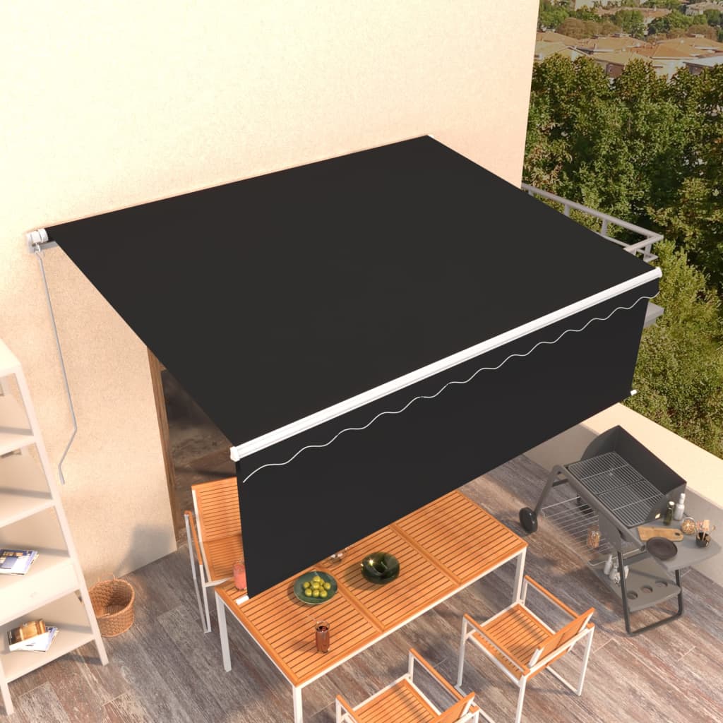 vidaXL Manual Retractable Awning with Blind 4x3m Anthracite