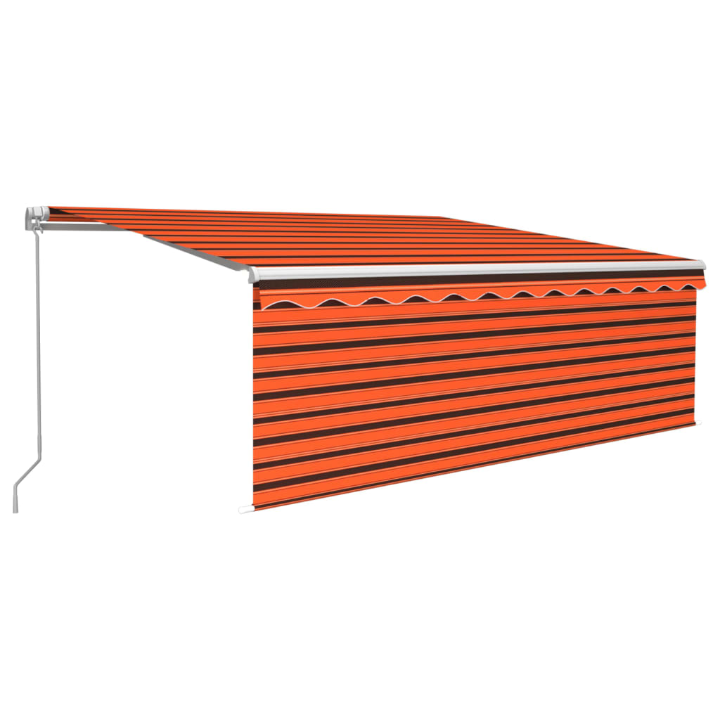 vidaXL Manual Retractable Awning with Blind&LED 4x3m Orange&Brown