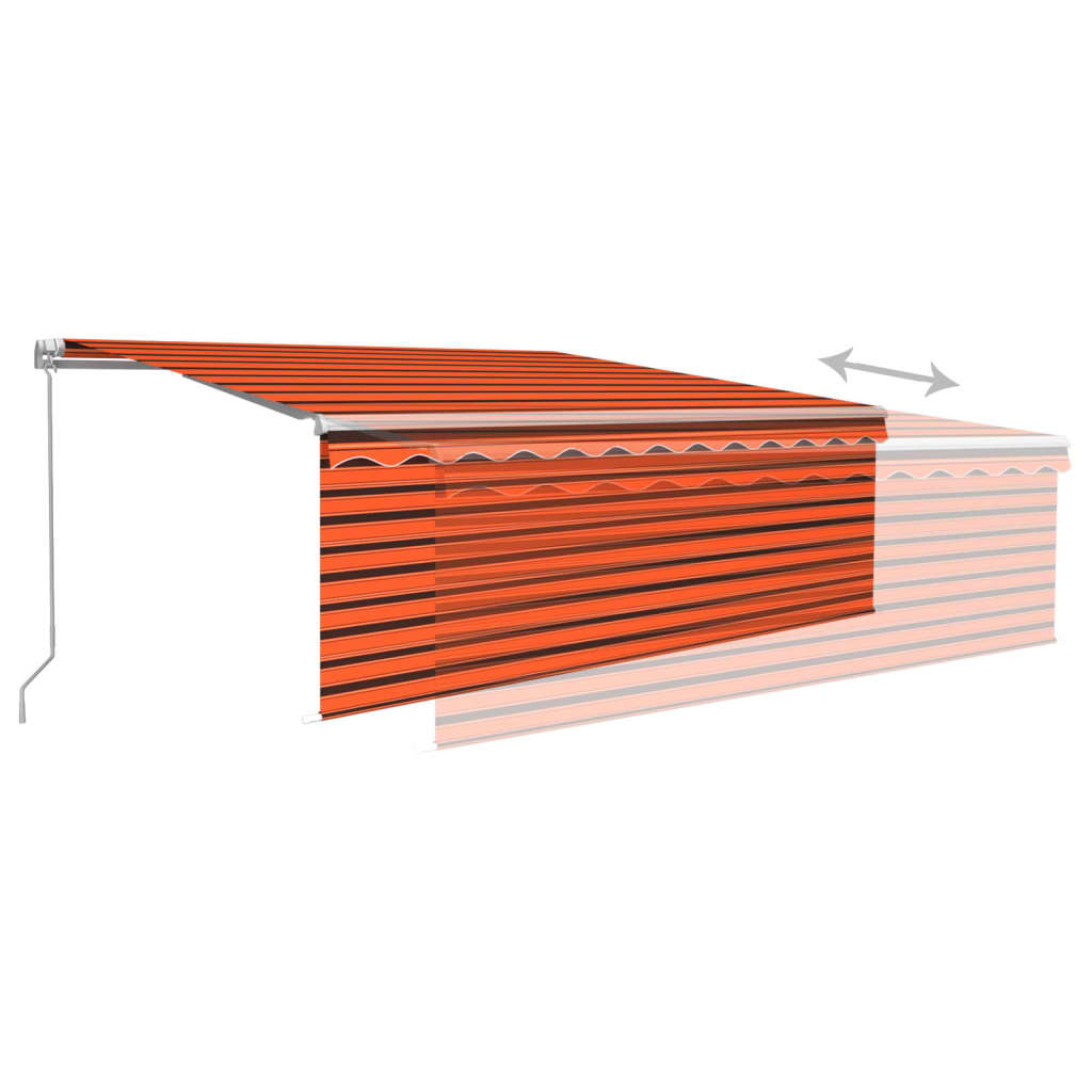 vidaXL Manual Retractable Awning with Blind&LED 4x3m Orange&Brown