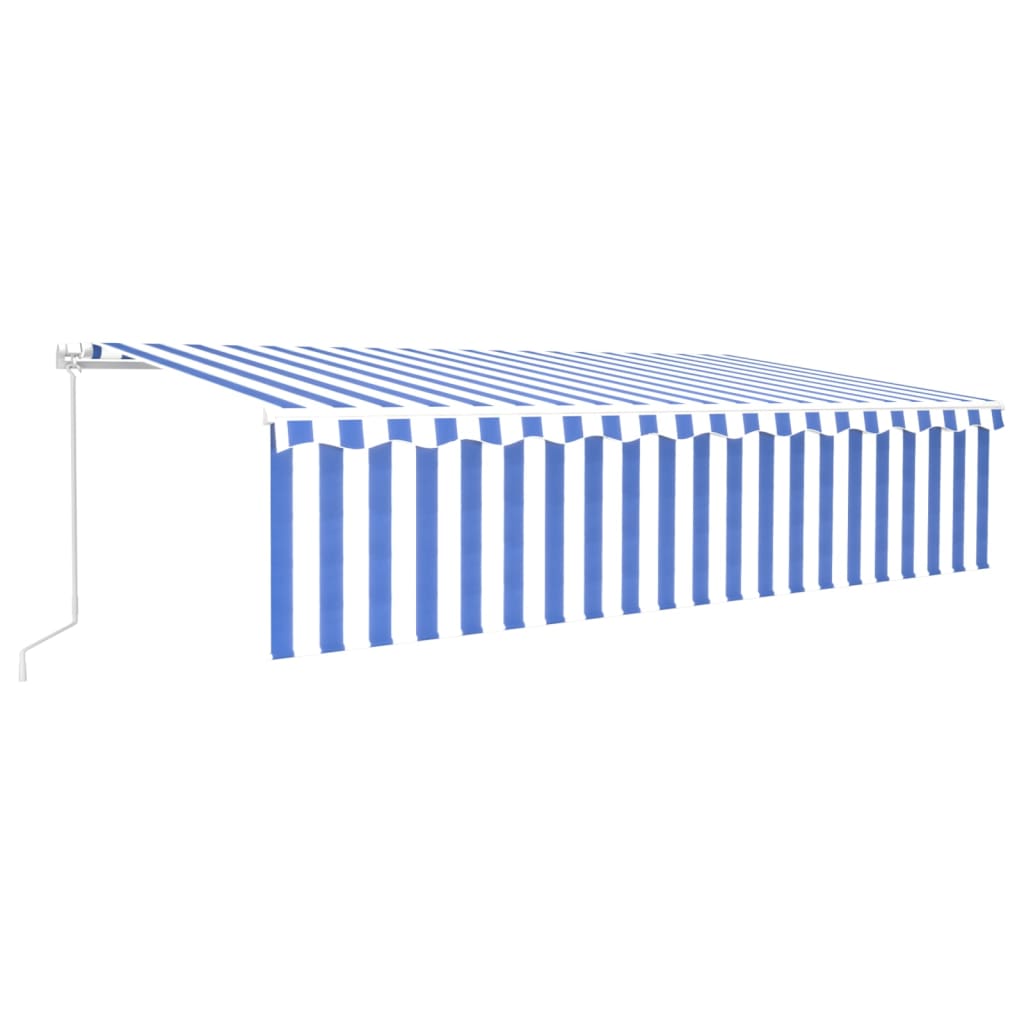 vidaXL Manual Retractable Awning with Blind 6x3m Blue&White