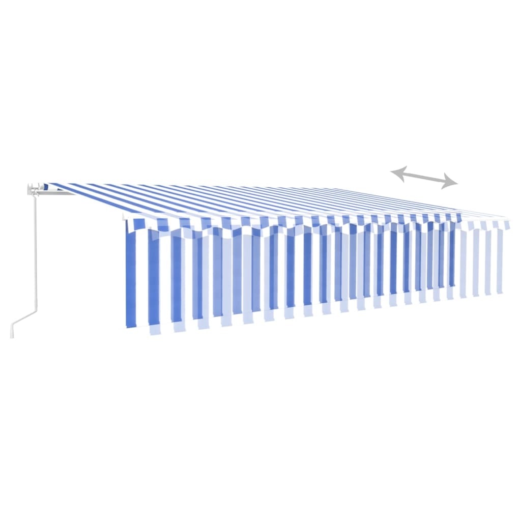 vidaXL Manual Retractable Awning with Blind 6x3m Blue&White