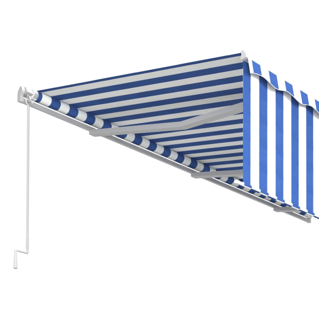 vidaXL Manual Retractable Awning with Blind 6x3m Blue&White