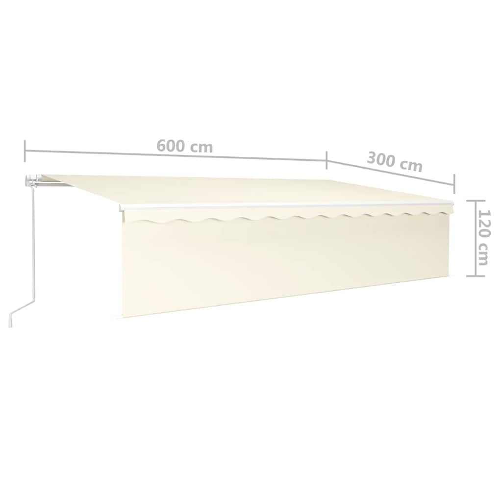 Manual Retractable Awning with Blind&LED 6x3m Cream