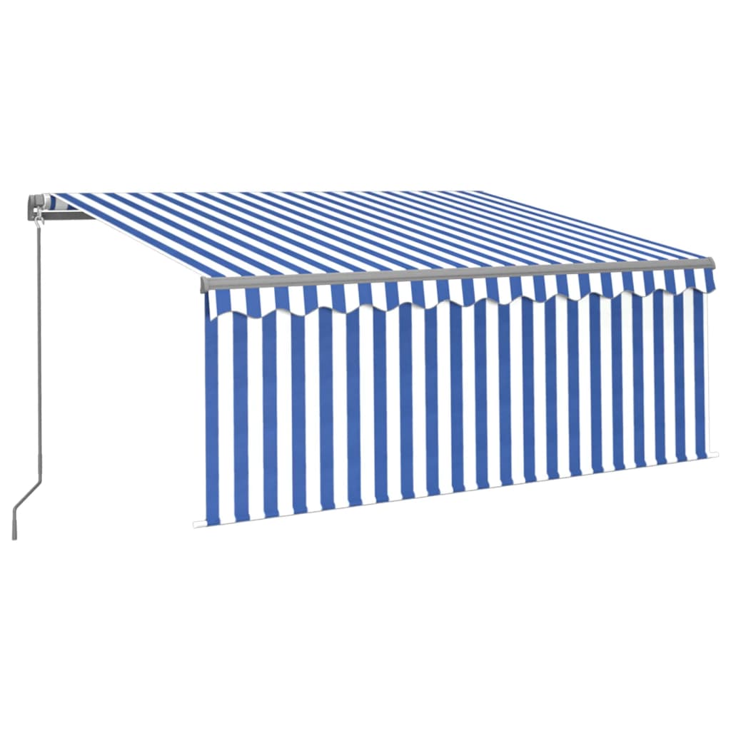 Manual Retractable Awning with Blind 3x2.5m Blue&White