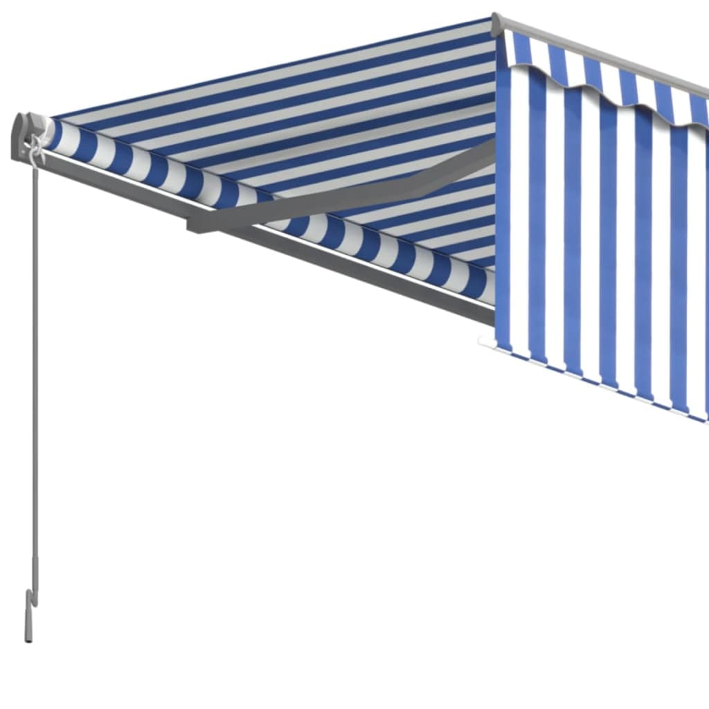 Manual Retractable Awning with Blind 3x2.5m Blue&White