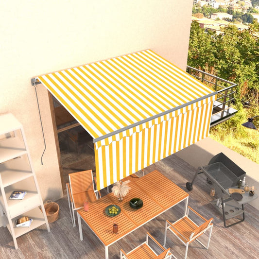 3069378 vidaXL Manual Retractable Awning with Blind 3x2,5m Yellow&White (313229+46836+313281)