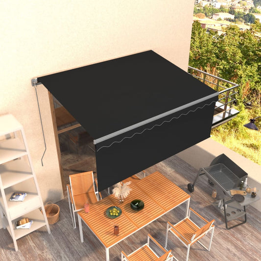 3069379 vidaXL Manual Retractable Awning with Blind 3x2,5m Anthracite (313229+46839+313287)