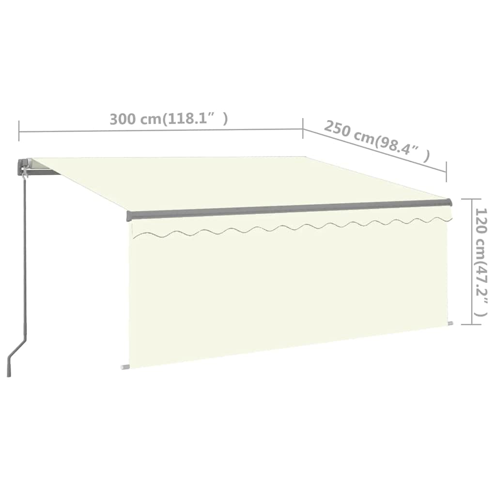 Manual Retractable Awning with Blind&LED 3x2.5m Cream