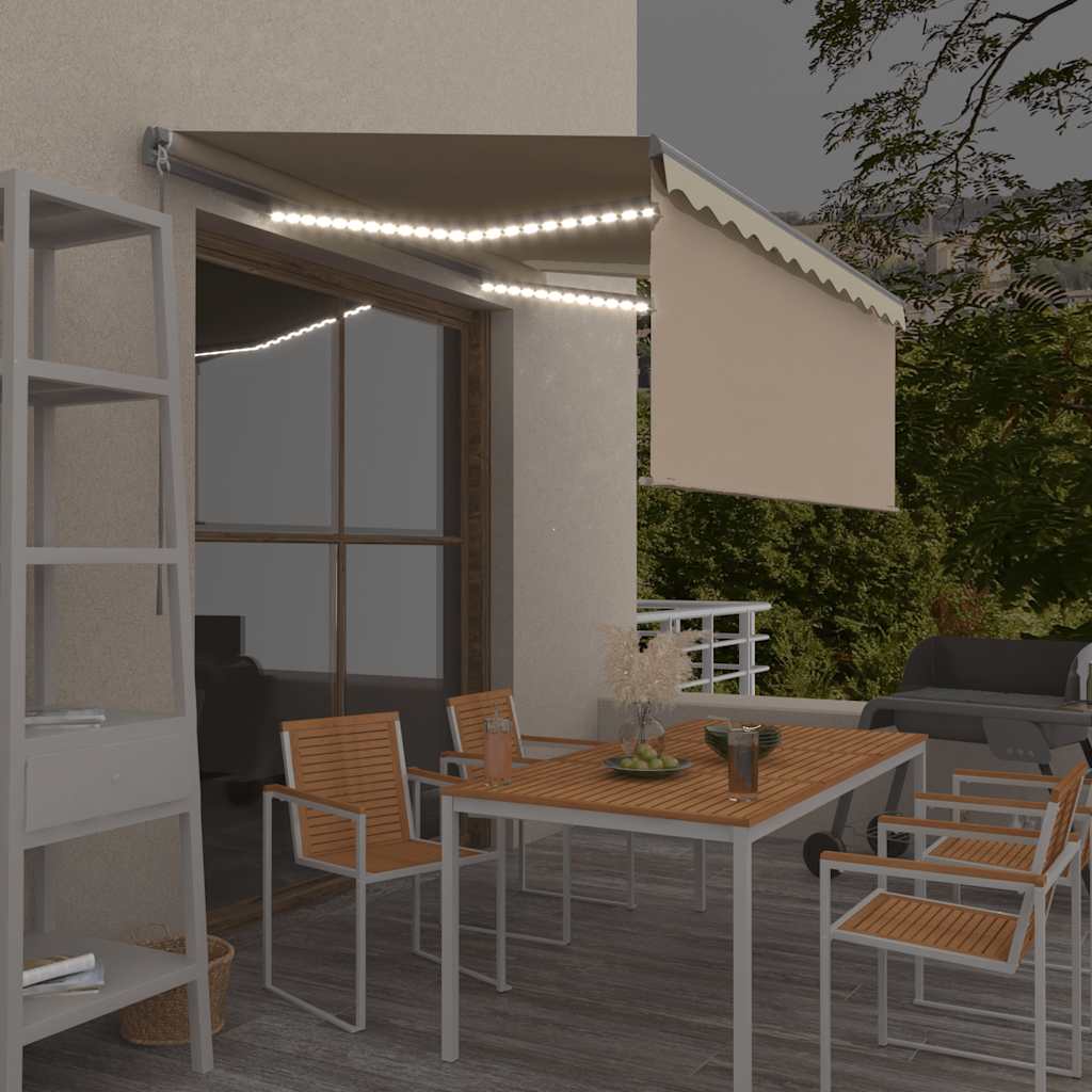 Manual Retractable Awning with Blind&LED 3x2.5m Cream