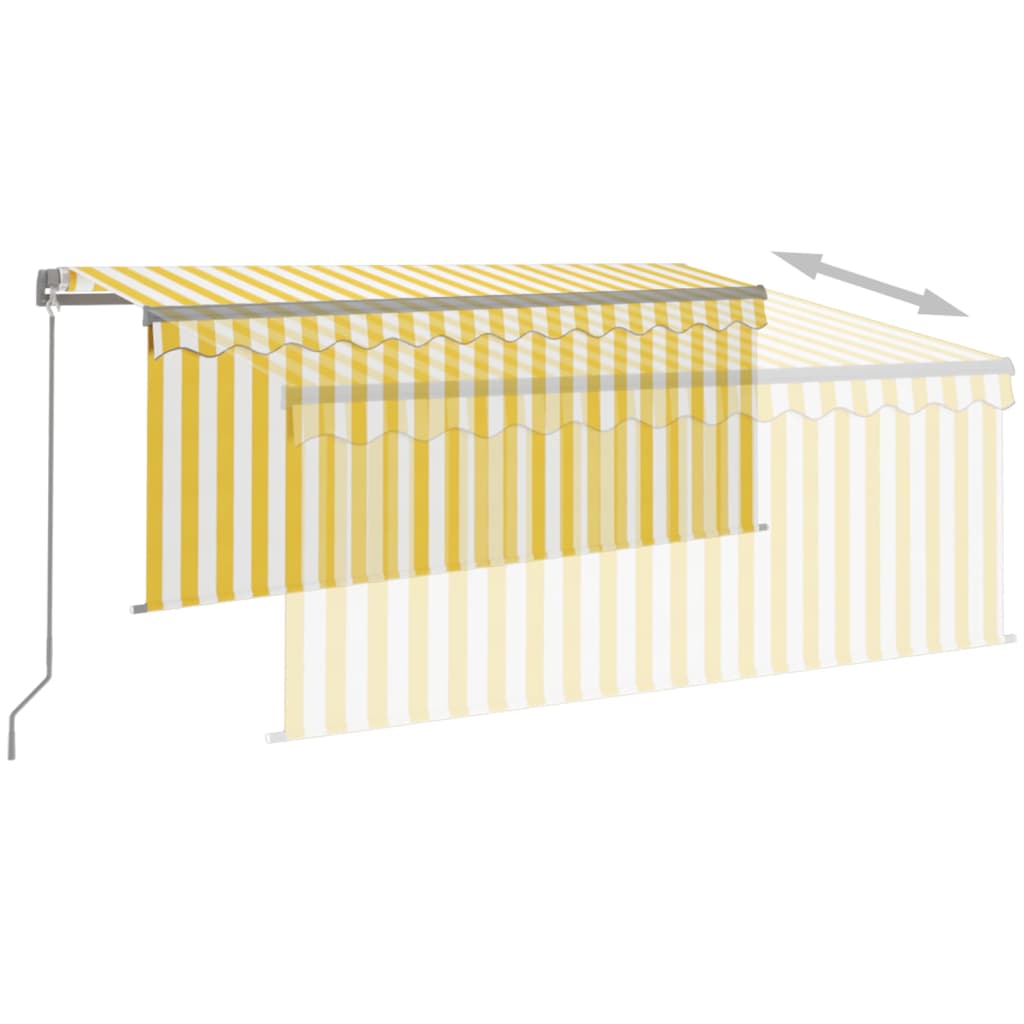 vidaXL Manual Retractable Awning with Blind&LED 3x2.5m Yellow&White