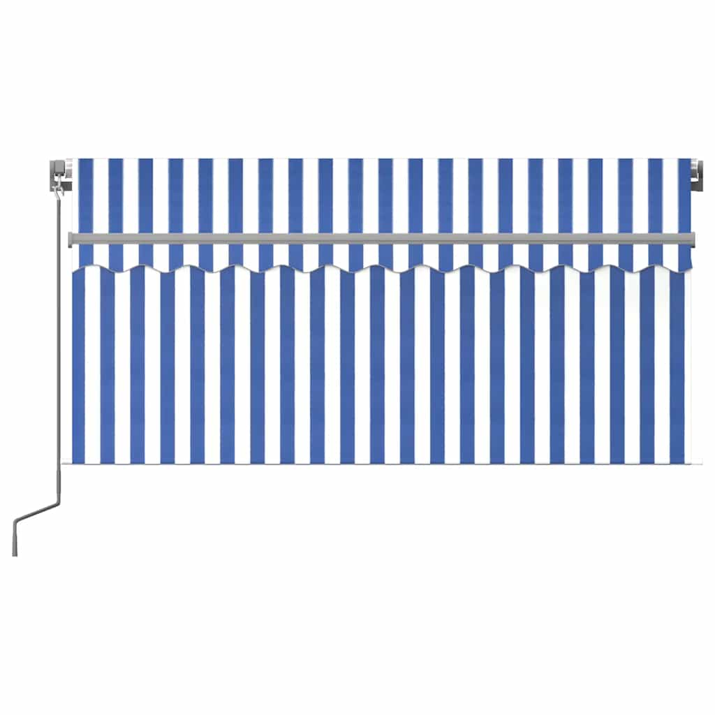 3069396 vidaXL Manual Retractable Awning with Blind 3,5x2,5m Blue&White (313230+46845+313270)