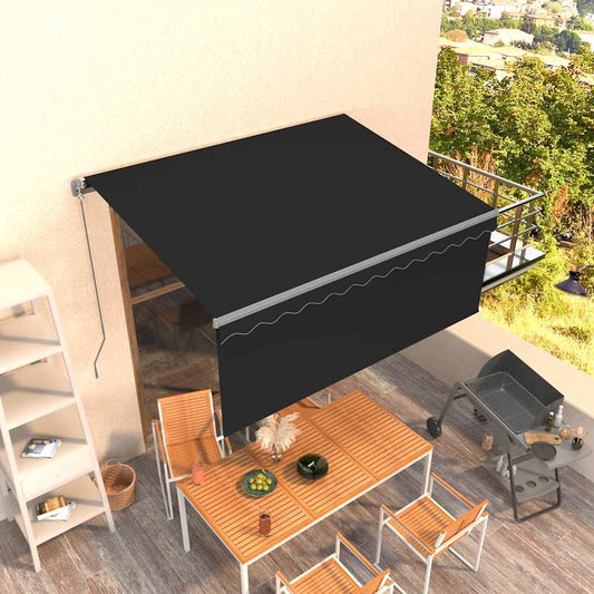 3069399 vidaXL Manual Retractable Awning with Blind 3,5x2,5m Anthracite (313230+46848+313288)
