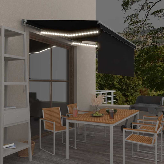 3069404 vidaXL Manual Retractable Awning with Blind&LED 3,5x2,5m Anthracite (313240+46848+313288)