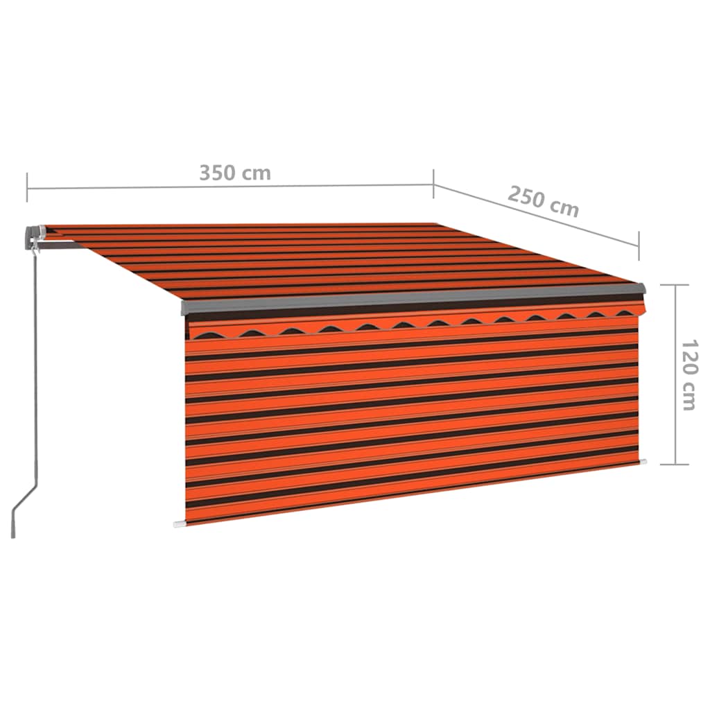 Manual Retractable Awning with Blind&LED 3.5x2.5m Orange&Brown