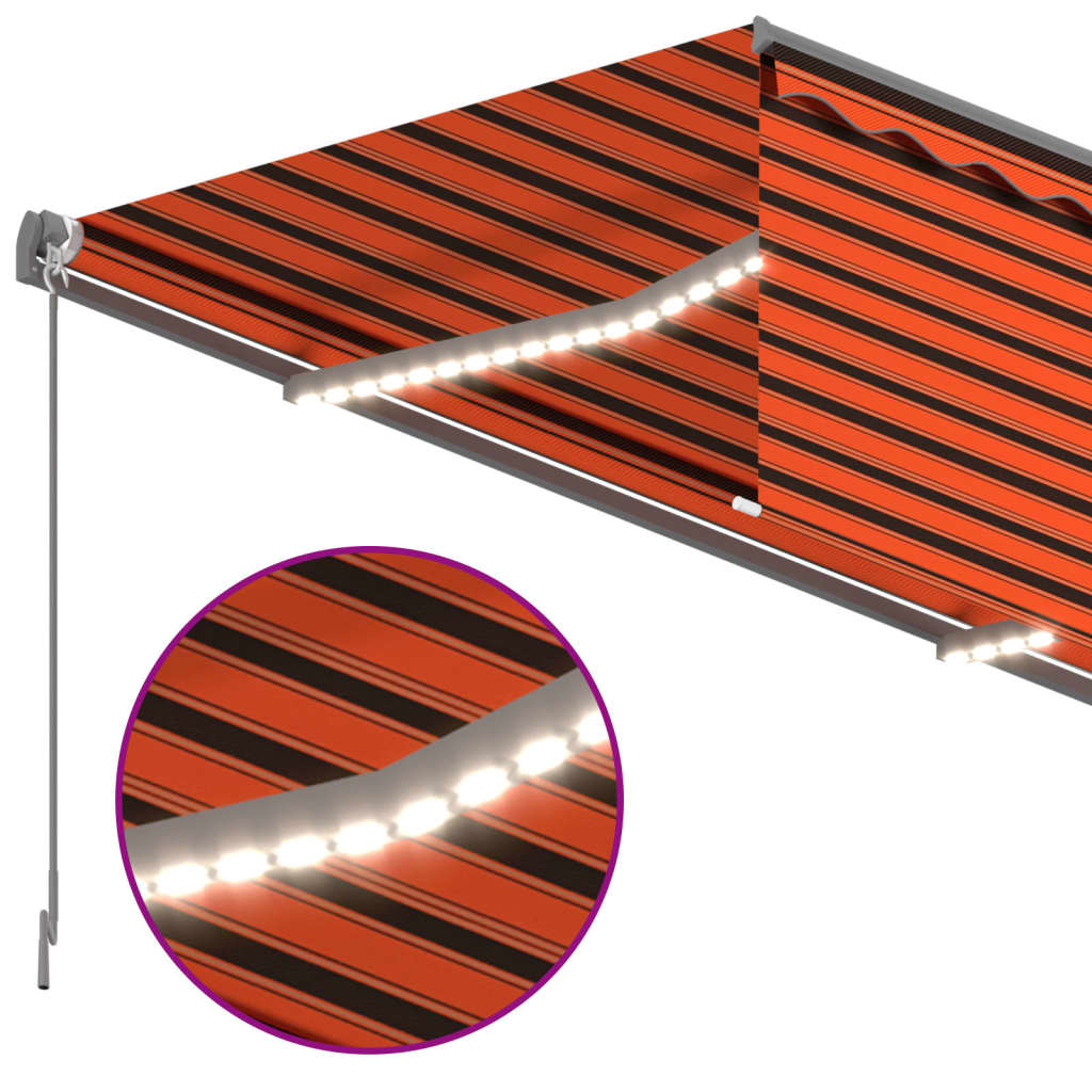 Manual Retractable Awning with Blind&LED 4x3m Orange&Brown