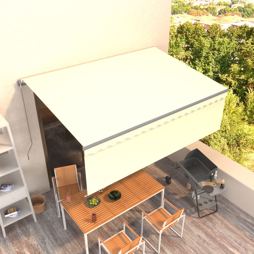 vidaXL Manual Retractable Awning with Blind 4.5x3m Cream