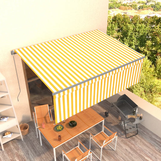 vidaXL Manual Retractable Awning with Blind 4.5x3m Yellow&White