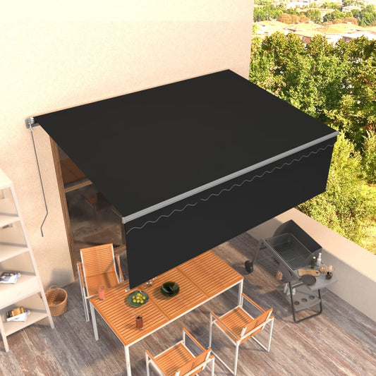 vidaXL Manual Retractable Awning with Blind 4.5x3m Anthracite