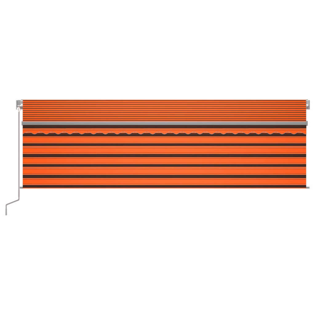 vidaXL Manual Retractable Awning with Blind&LED 5x3m Orange&Brown