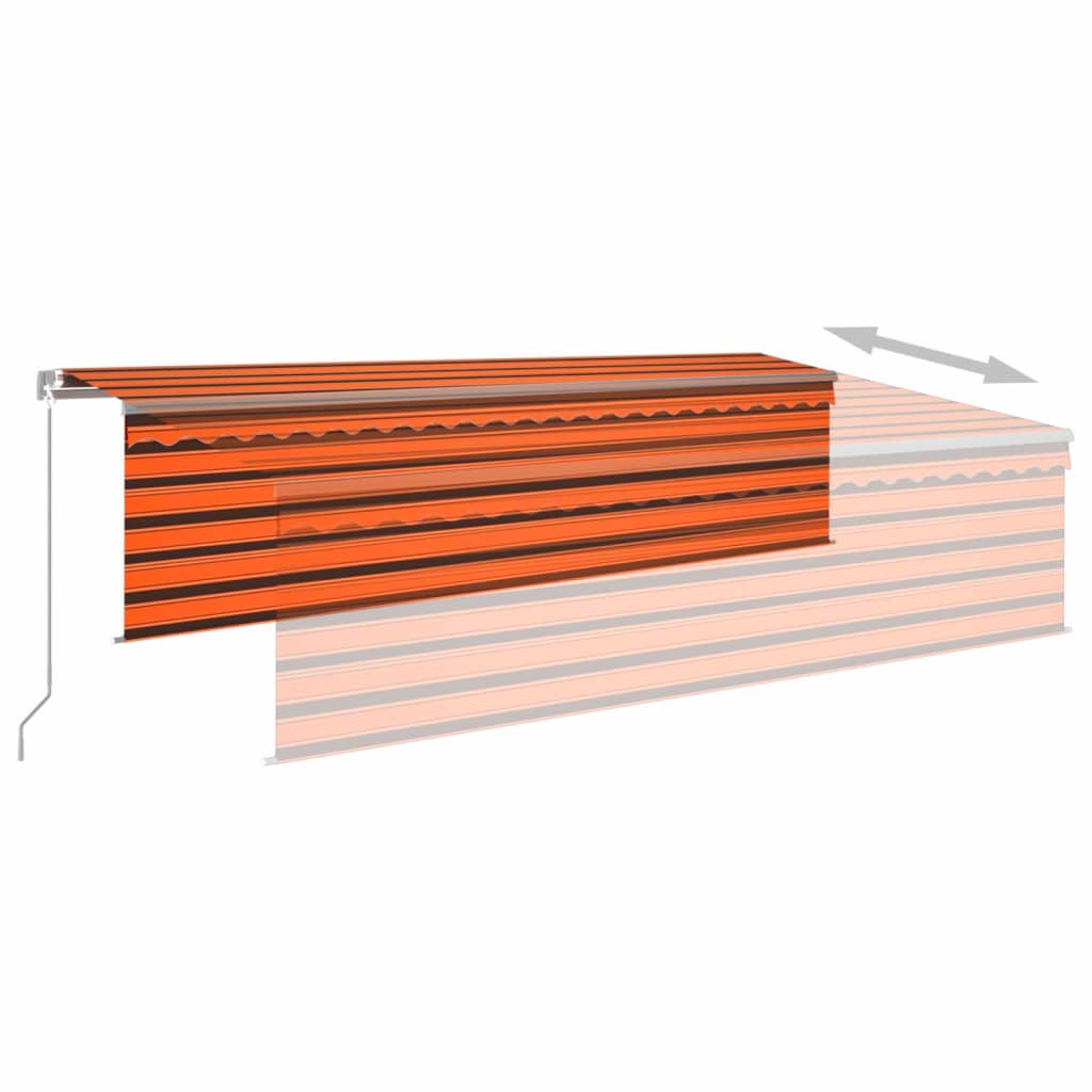 vidaXL Manual Retractable Awning with Blind&LED 5x3m Orange&Brown