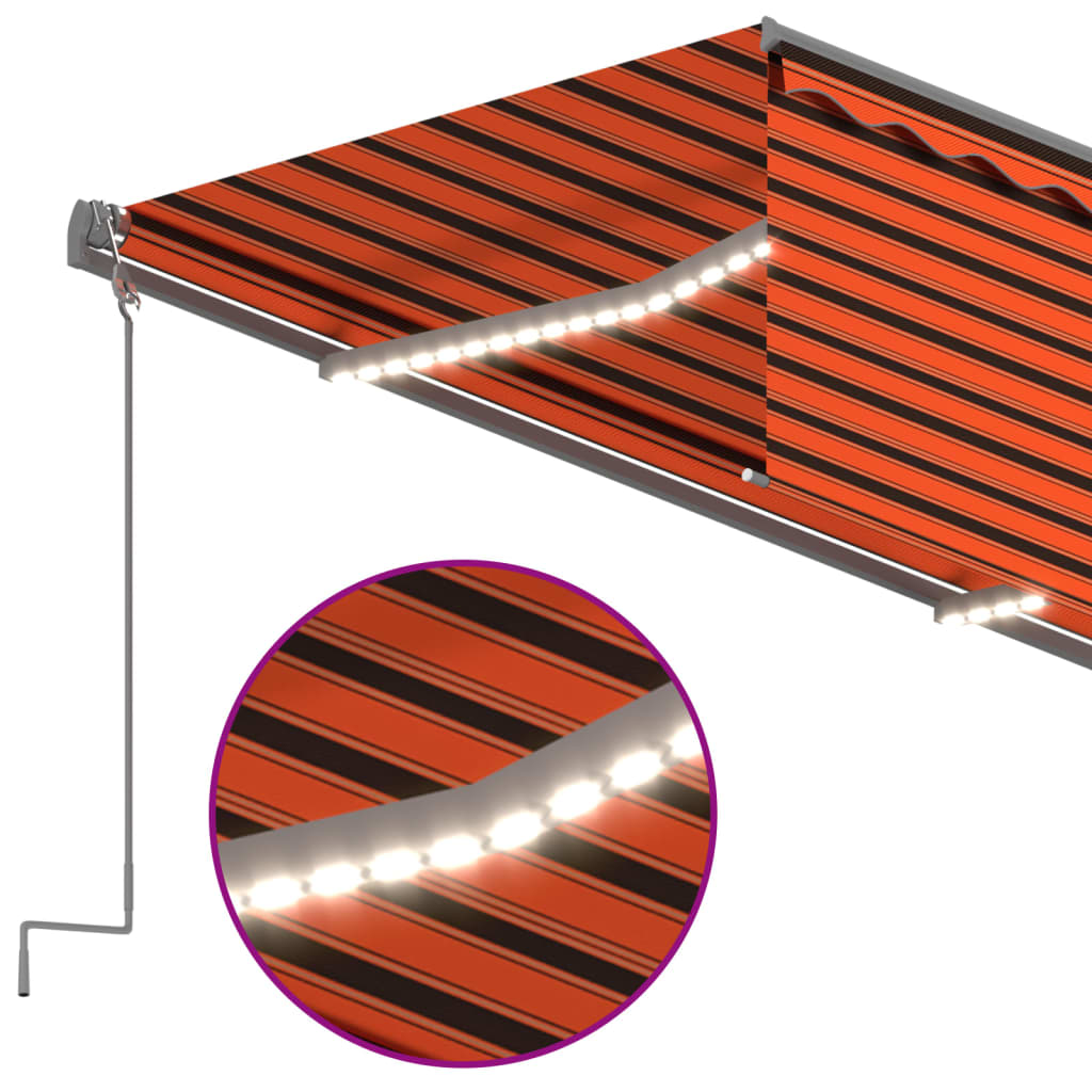 vidaXL Manual Retractable Awning with Blind&LED 5x3m Orange&Brown