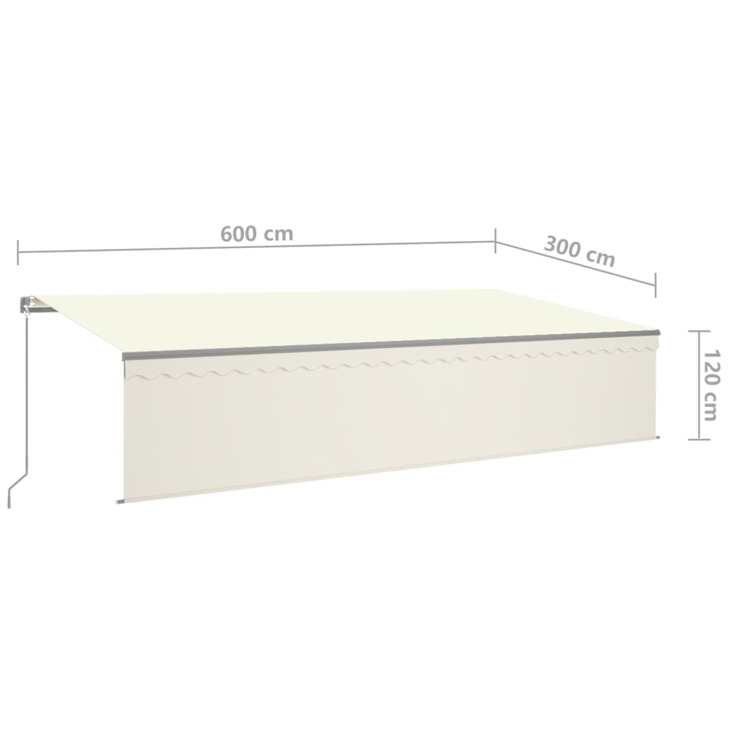 vidaXL Manual Retractable Awning with Blind 6x3m Cream