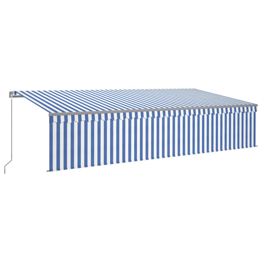 vidaXL Manual Retractable Awning with Blind&LED 6x3m Blue&White