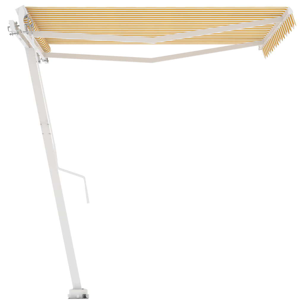 vidaXL Freestanding Manual Retractable Awning 350x250 cm Yellow/White