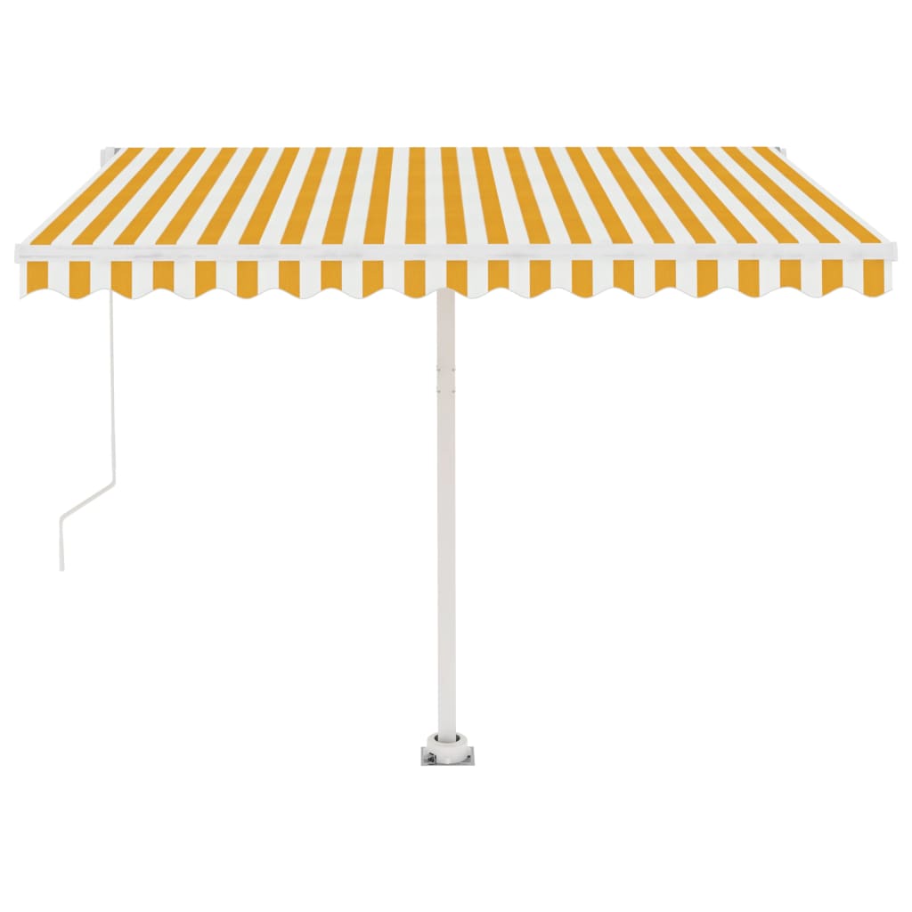 vidaXL Freestanding Manual Retractable Awning 350x250 cm Yellow/White