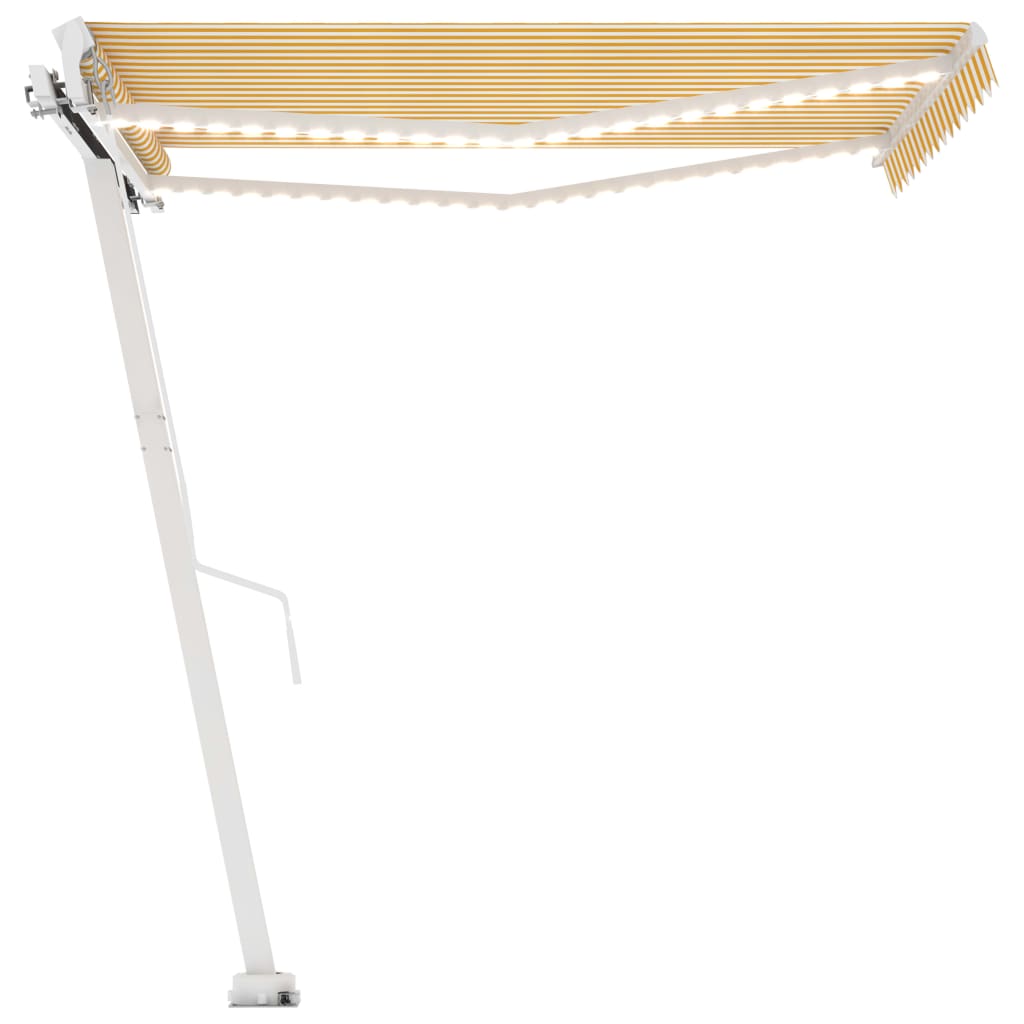 vidaXL Manual Retractable Awning with LED 350x250 cm Yellow and White