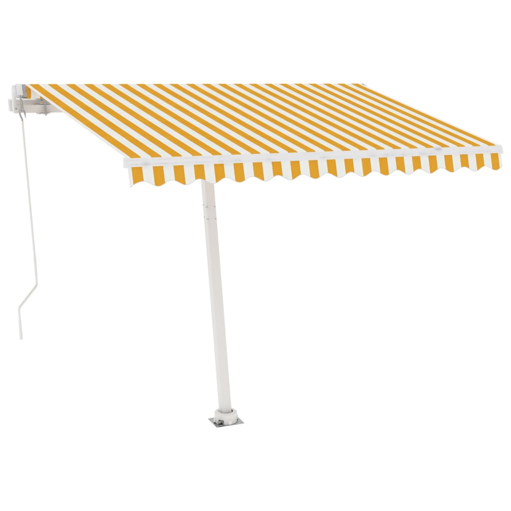 vidaXL Manual Retractable Awning with LED 350x250 cm Yellow and White