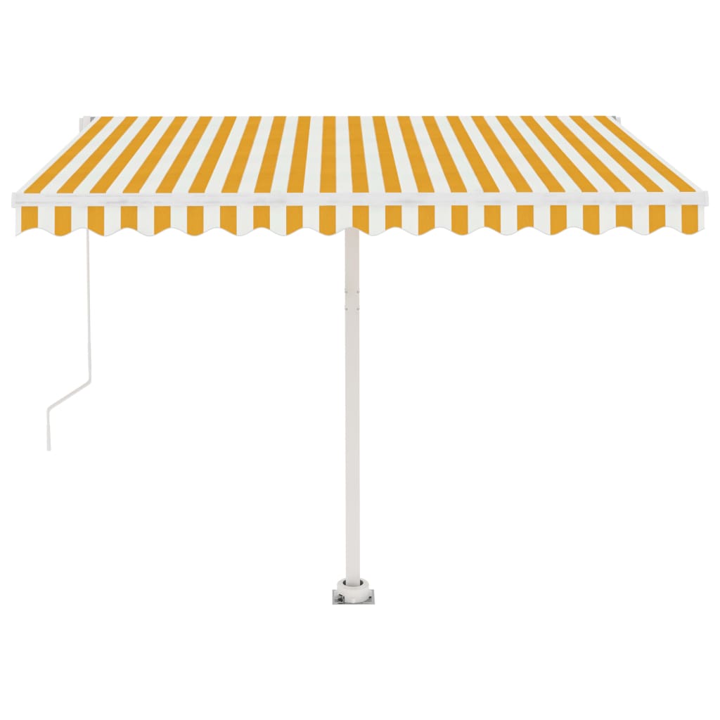 vidaXL Manual Retractable Awning with LED 350x250 cm Yellow and White