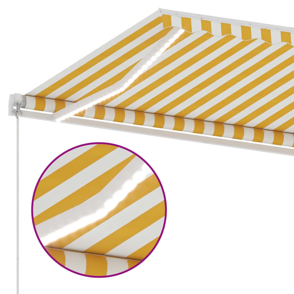 vidaXL Manual Retractable Awning with LED 350x250 cm Yellow and White