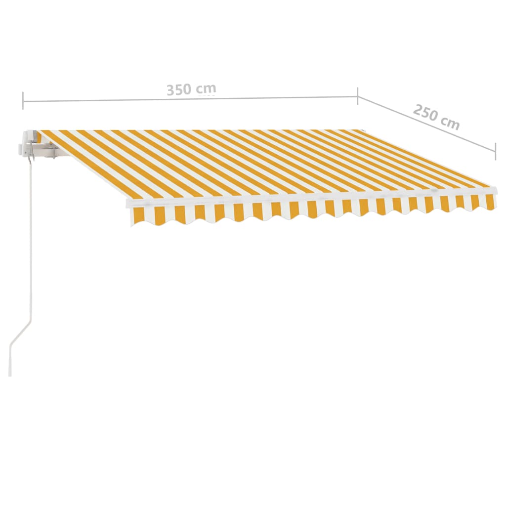 vidaXL Manual Retractable Awning with LED 350x250 cm Yellow and White