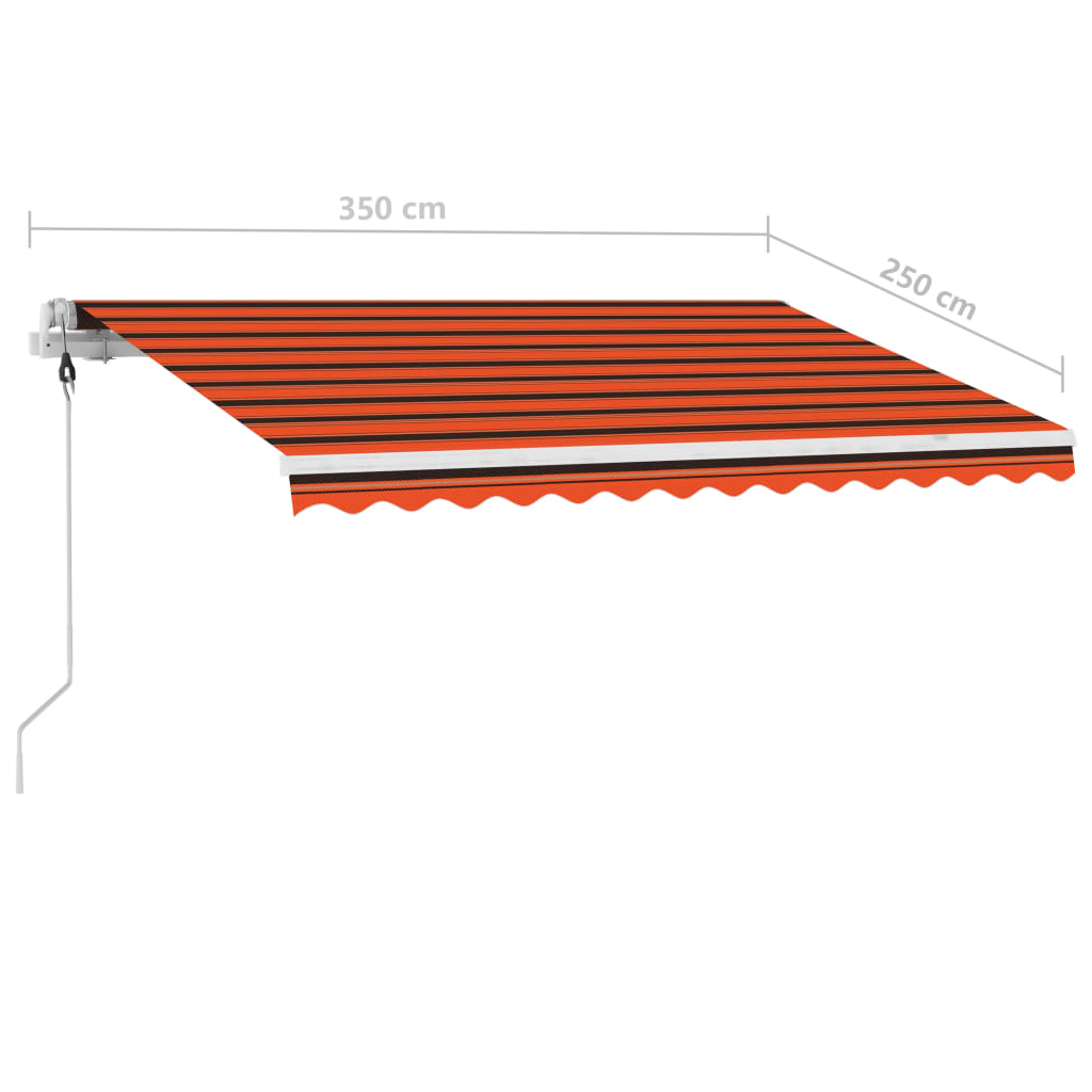 vidaXL Manual Retractable Awning with LED 350x250 cm Orange and Brown