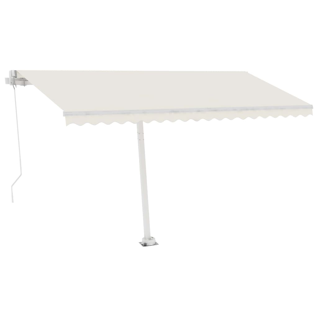 vidaXL Freestanding Manual Retractable Awning 400x300 cm Cream