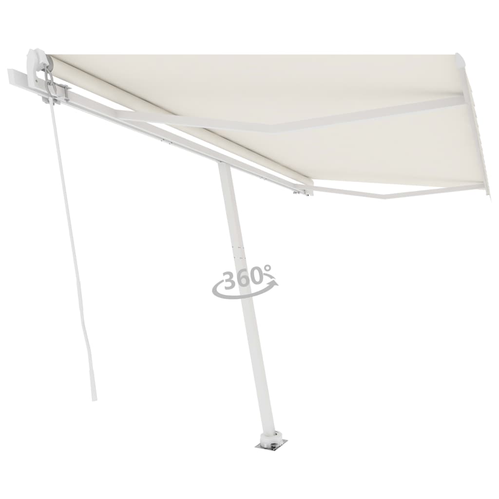 vidaXL Freestanding Manual Retractable Awning 400x300 cm Cream