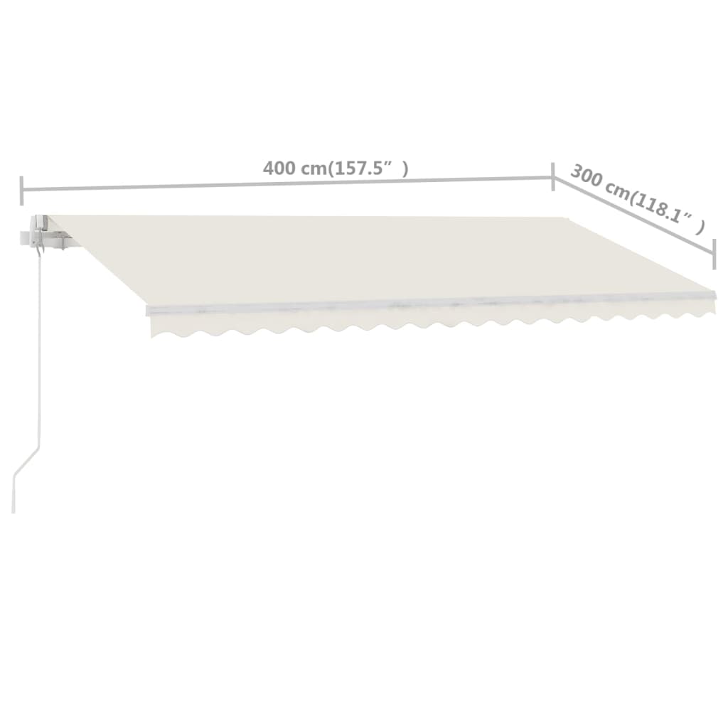 vidaXL Freestanding Manual Retractable Awning 400x300 cm Cream