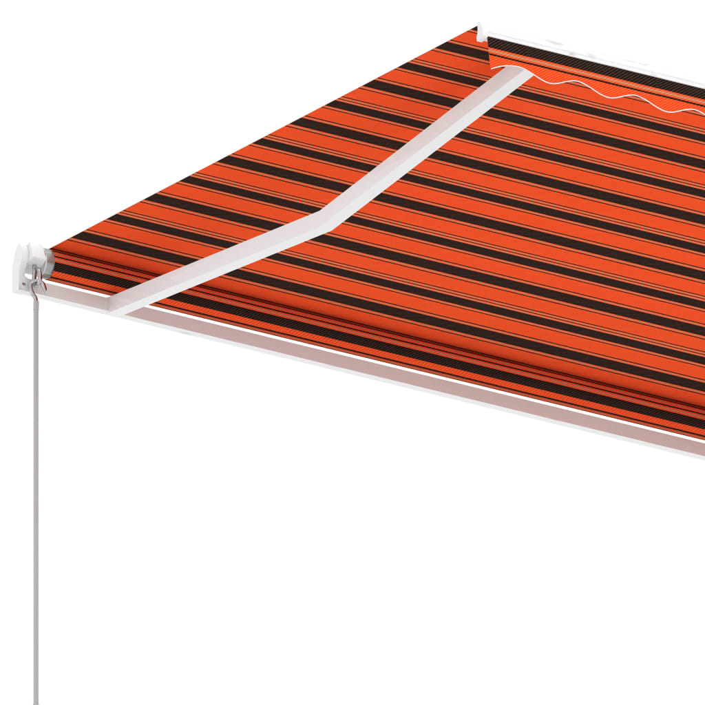 vidaXL Freestanding Manual Retractable Awning 400x300 cm Orange/Brown