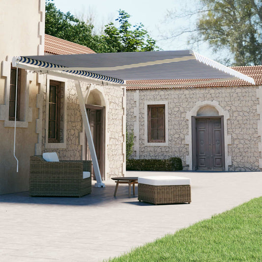 vidaXL Freestanding Manual Retractable Awning 450x300 cm Blue/White