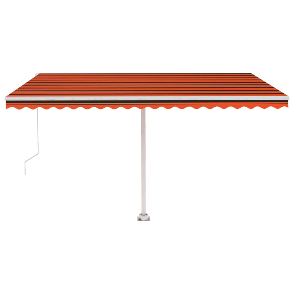vidaXL Freestanding Manual Retractable Awning 450x300 cm Orange/Brown