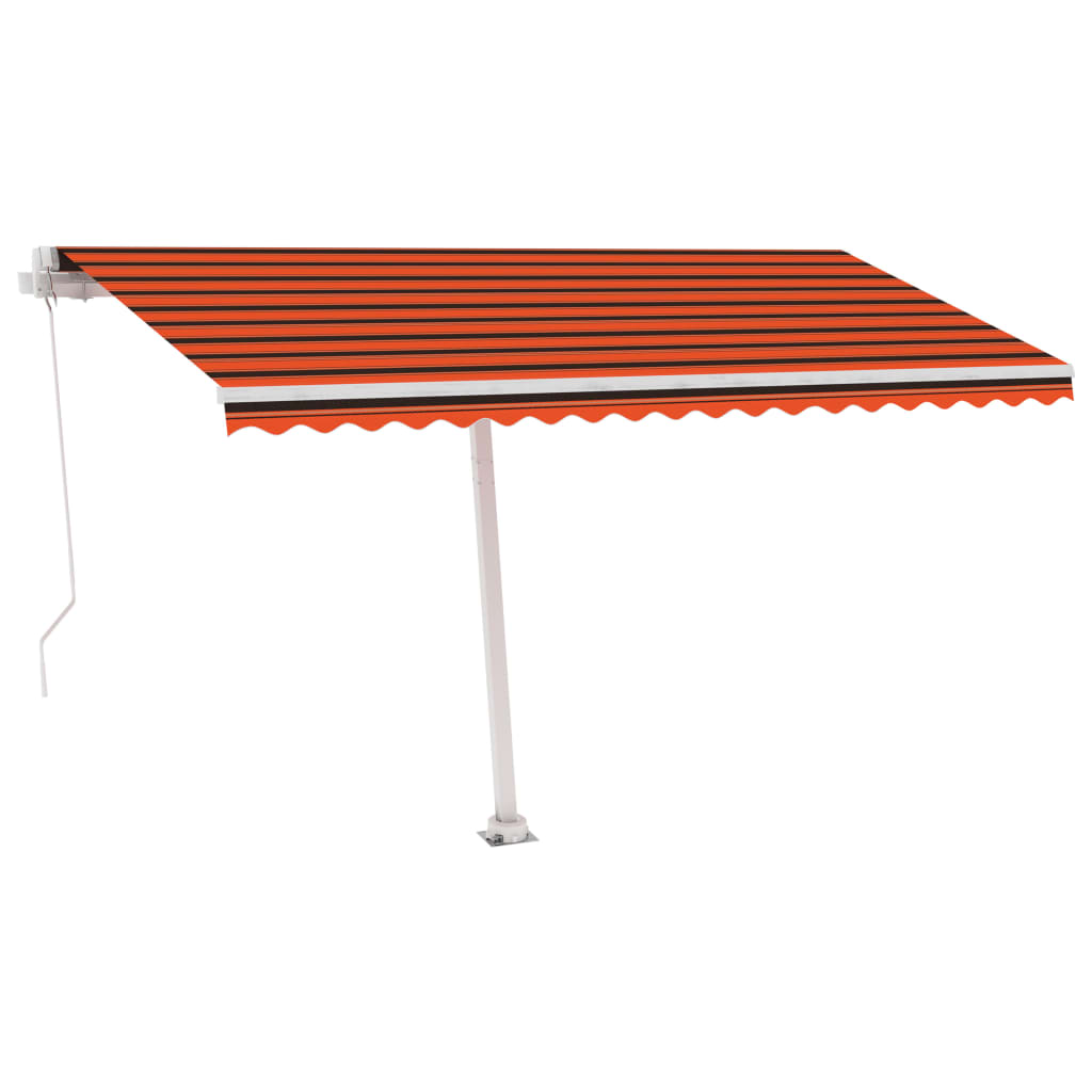 vidaXL Freestanding Manual Retractable Awning 450x300 cm Orange/Brown