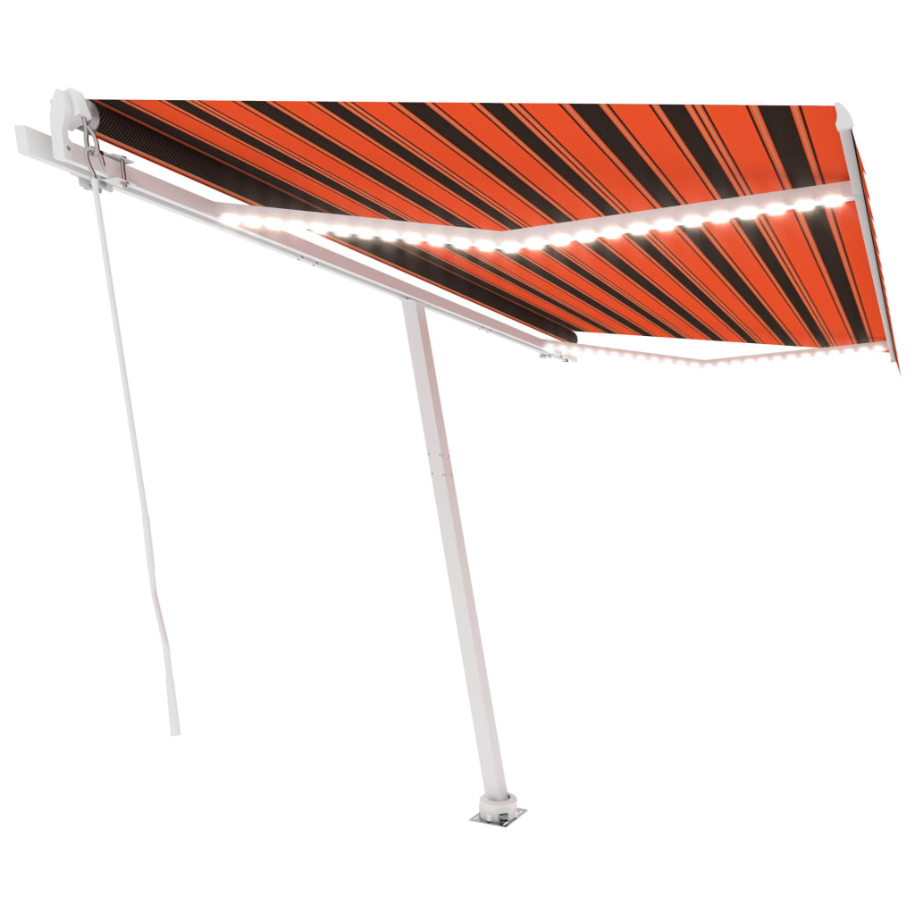 vidaXL Manual Retractable Awning with LED 450x300 cm Orange and Brown