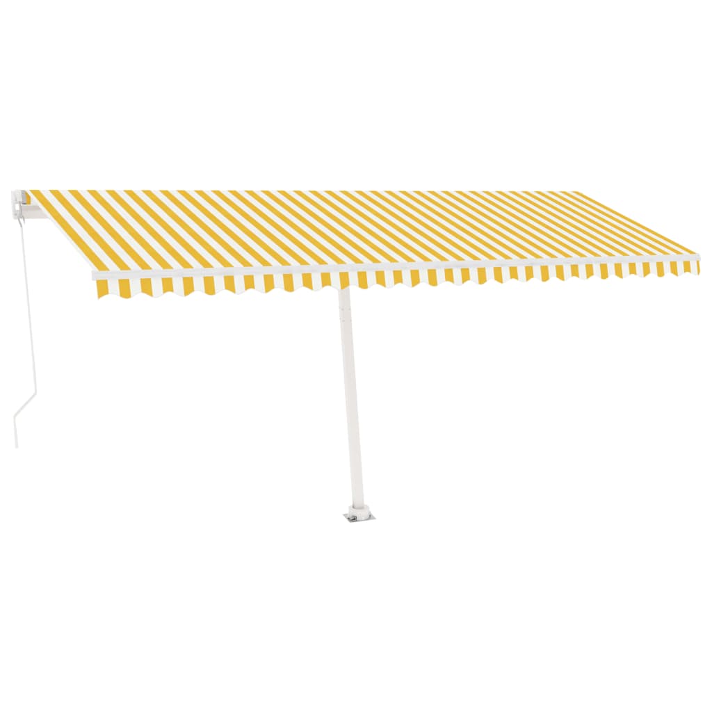 vidaXL Freestanding Manual Retractable Awning 500x300 cm Yellow/White