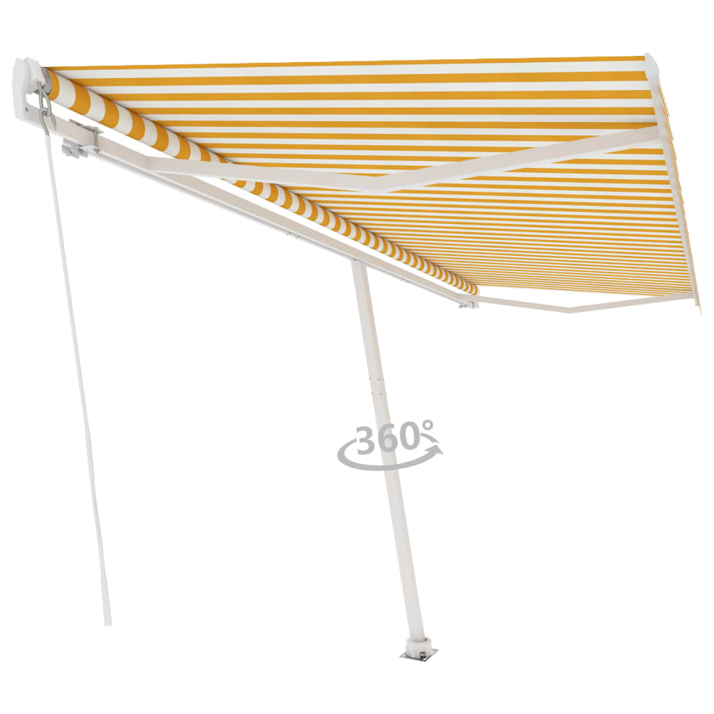 vidaXL Freestanding Manual Retractable Awning 500x300 cm Yellow/White
