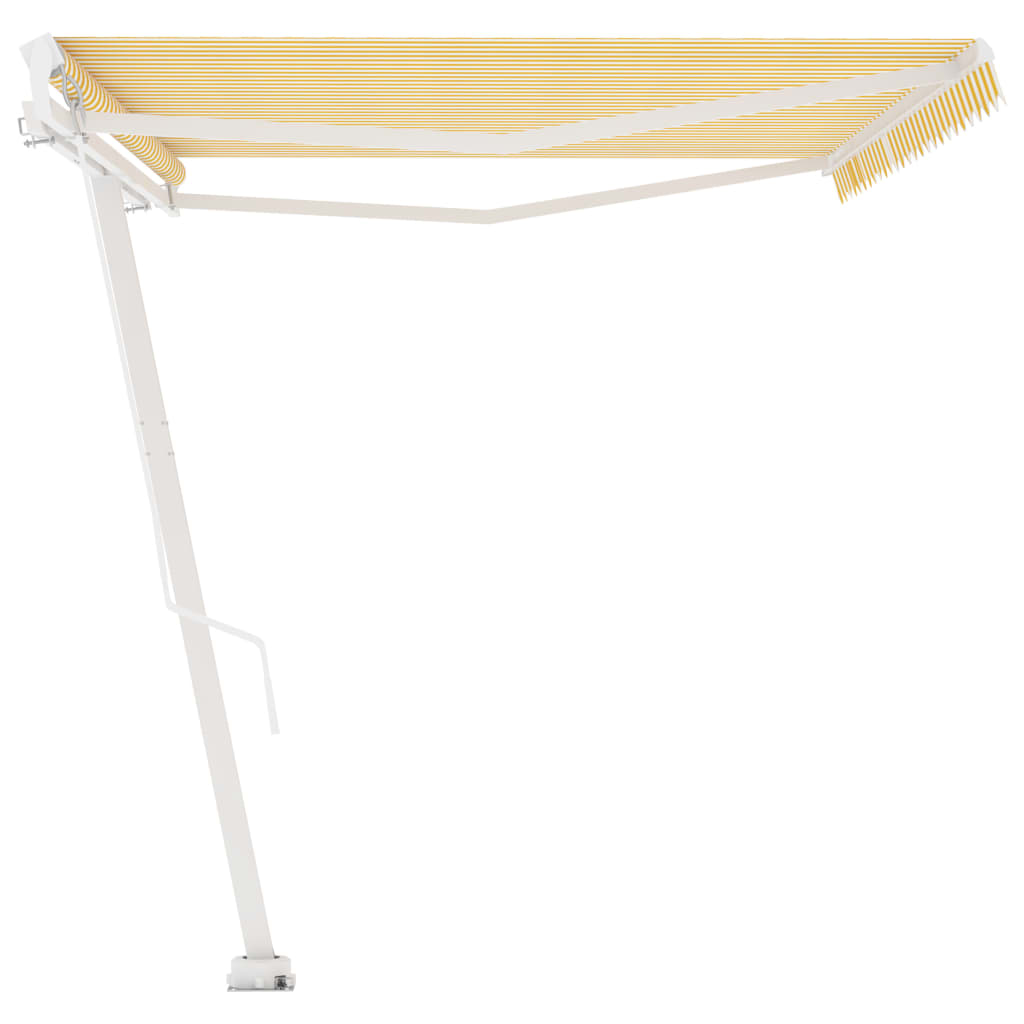vidaXL Freestanding Manual Retractable Awning 500x300 cm Yellow/White