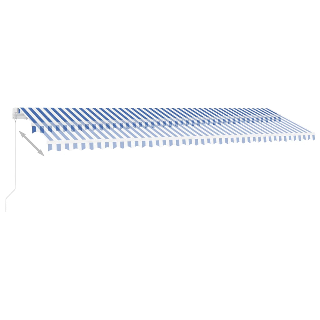 vidaXL Manual Retractable Awning with LED 600x300 cm Blue and White