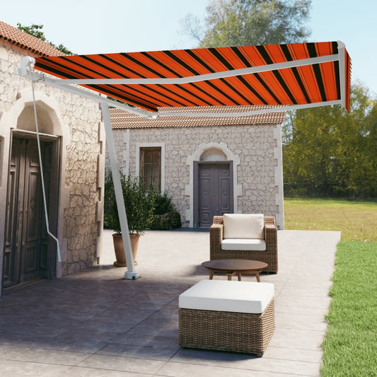 vidaXL Freestanding Manual Retractable Awning 400x350 cm Orange/Brown