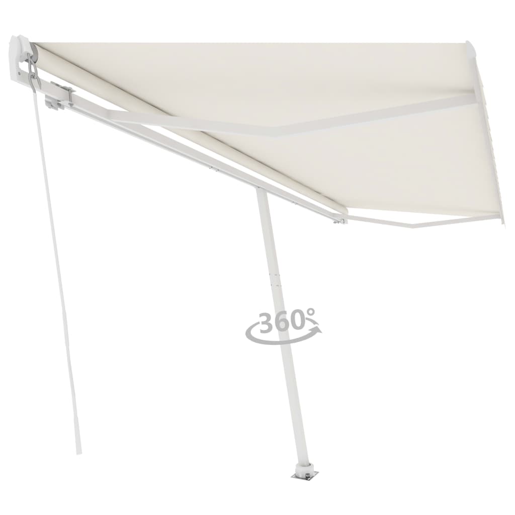 vidaXL Freestanding Manual Retractable Awning 500x350 cm Cream